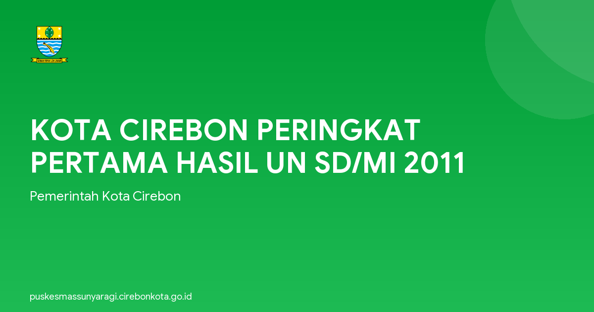 KOTA CIREBON PERINGKAT PERTAMA HASIL UN SD/MI 2011