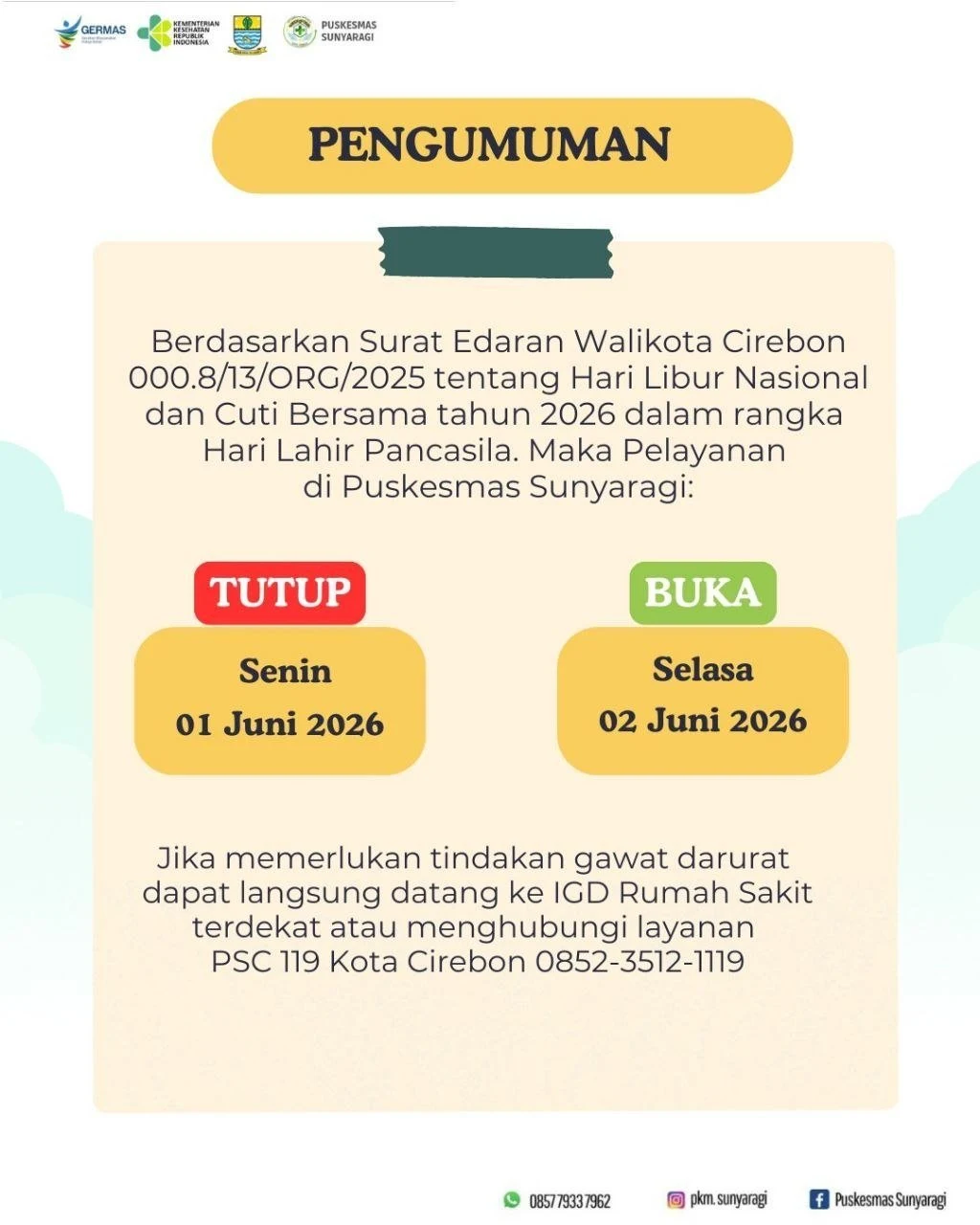 Pengumuman Libur Hari Lahir Pancasila